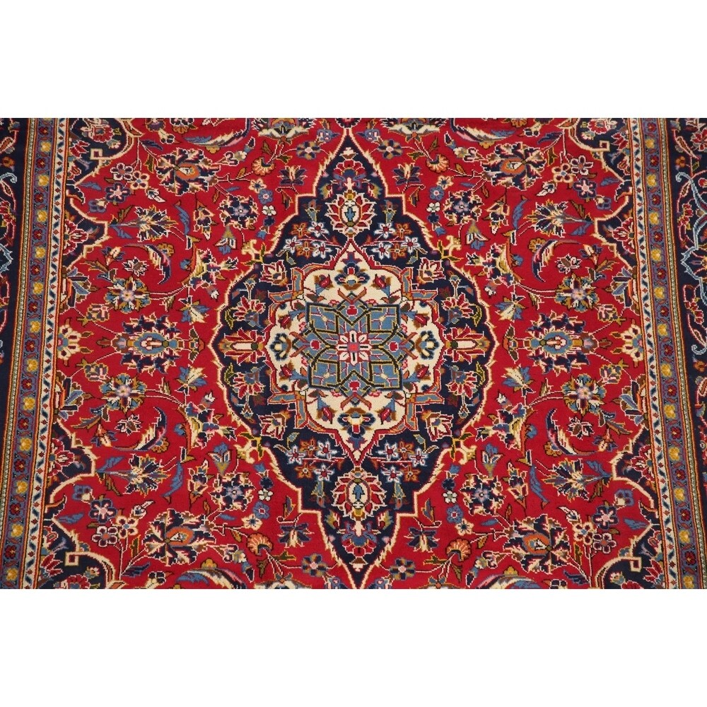 CLEARANCE Floral Kashan Persian Red Area Rug Hand-Knotted - 6'1" x 9'8"
