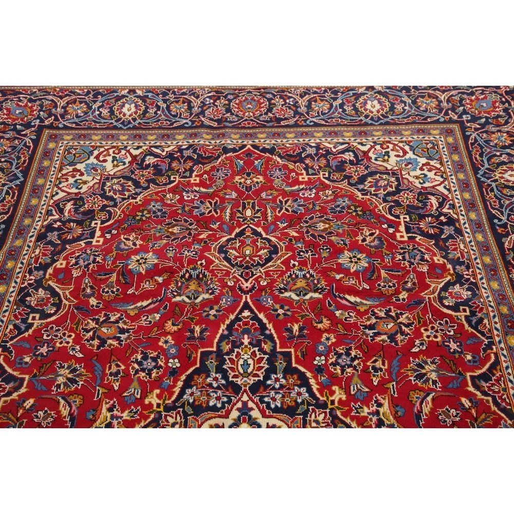 CLEARANCE Floral Kashan Persian Red Area Rug Hand-Knotted - 6'1" x 9'8"