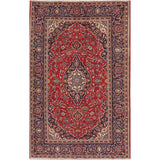 CLEARANCE Floral Kashan Persian Red Area Rug Hand-Knotted - 6'1" x 9'8"
