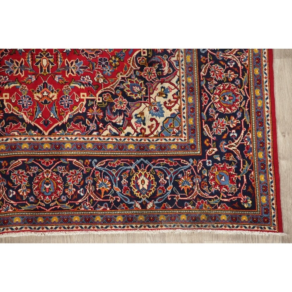 CLEARANCE Floral Kashan Persian Red Area Rug Hand-Knotted - 6'1" x 9'8"