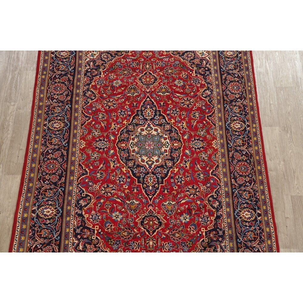 CLEARANCE Floral Kashan Persian Red Area Rug Hand-Knotted - 6'1" x 9'8"
