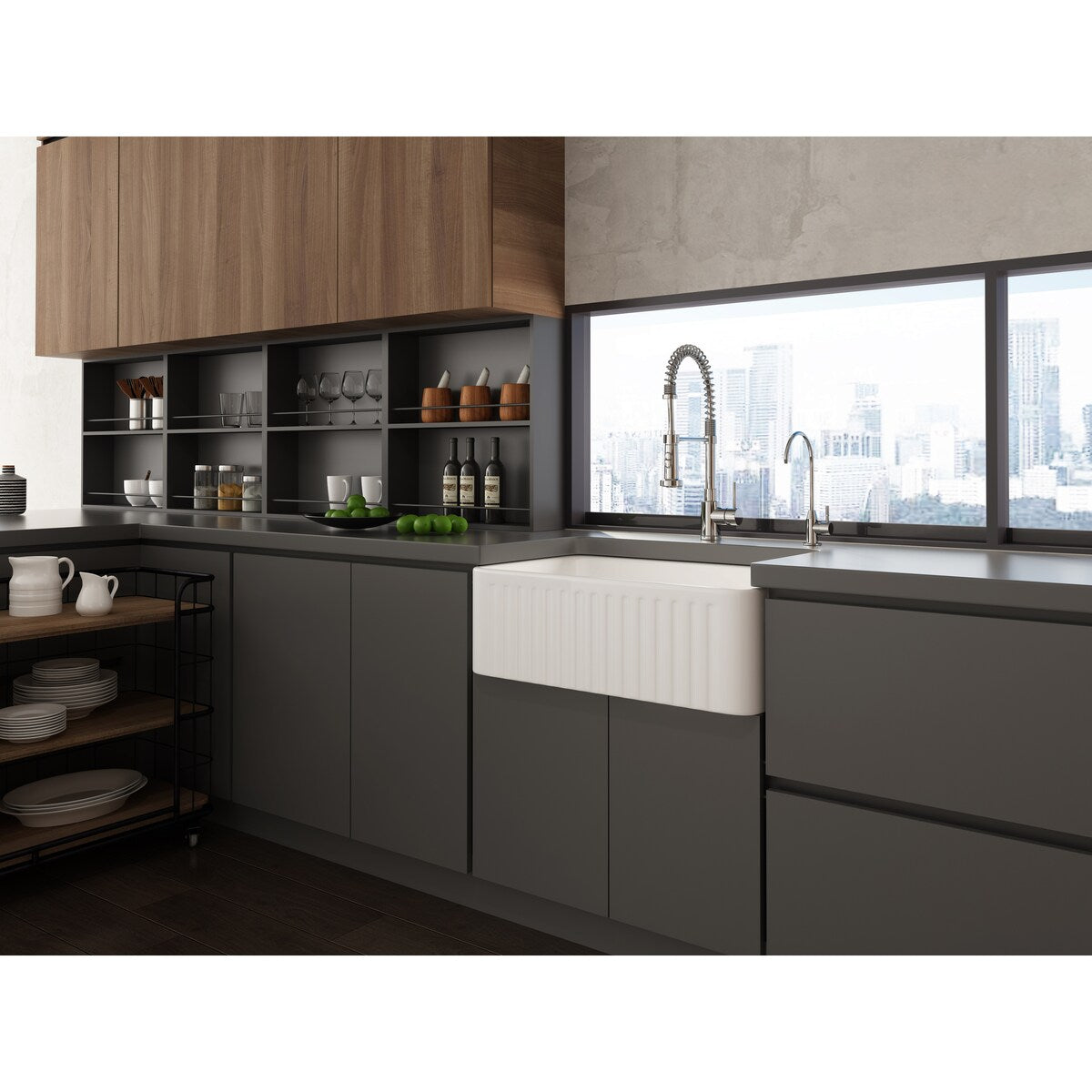 CLihome 30 in. White Ceramic Kitchen Sink