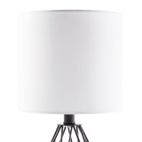 CO-Z Lighting 15" Desk Lamps w Drum Lampshades and Open Cage Metal Bases (Set of 2)