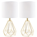 CO-Z Lighting 15" Desk Lamps w Drum Lampshades and Open Cage Metal Bases (Set of 2)