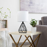 CO-Z Lighting 15" Desk Lamps w Drum Lampshades and Open Cage Metal Bases (Set of 2)