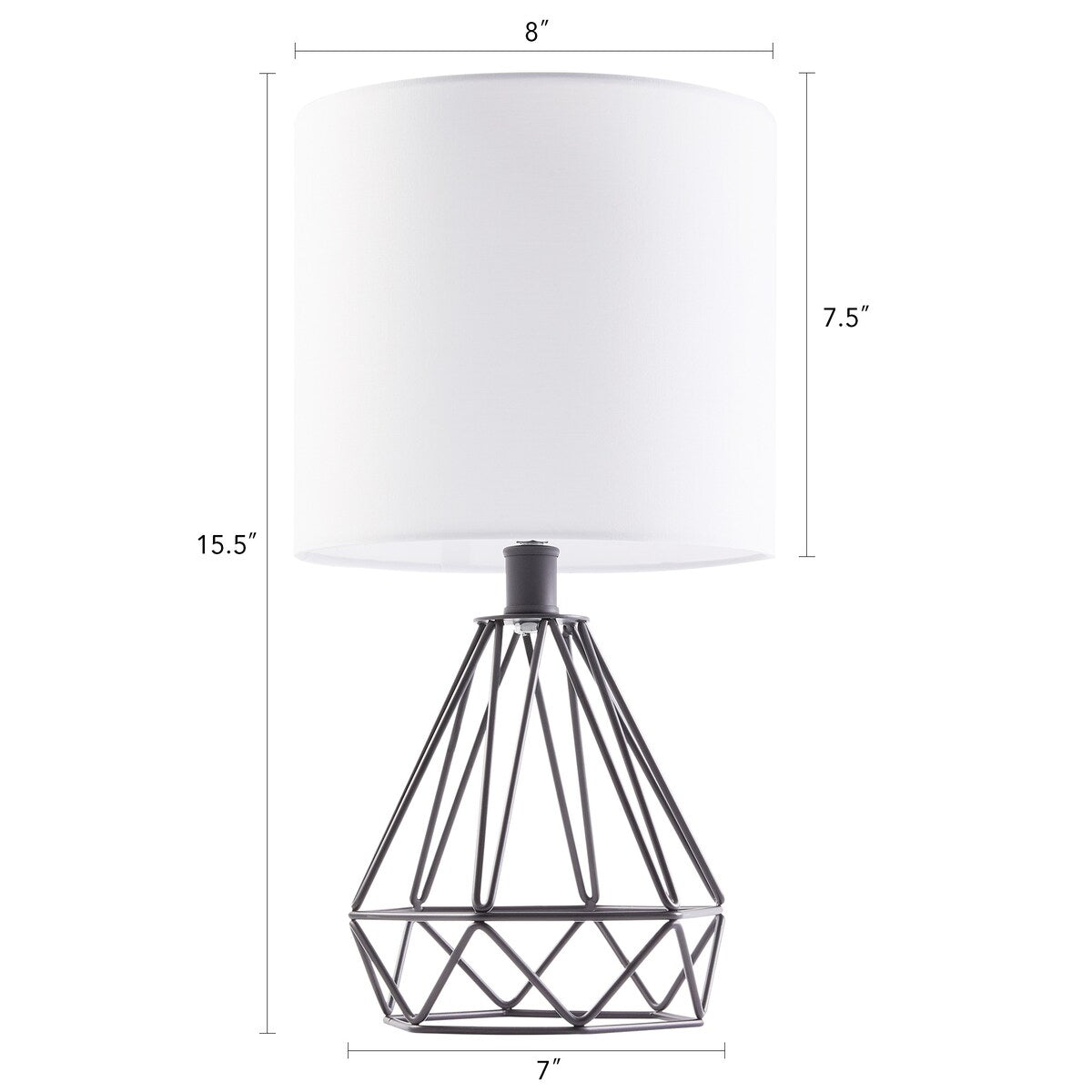 CO-Z Lighting 15" Desk Lamps w Drum Lampshades and Open Cage Metal Bases (Set of 2)