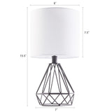 CO-Z Lighting 15" Desk Lamps w Drum Lampshades and Open Cage Metal Bases (Set of 2)