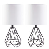 CO-Z Lighting 15" Desk Lamps w Drum Lampshades and Open Cage Metal Bases (Set of 2)