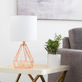 CO-Z Lighting 15" Desk Lamps w Drum Lampshades and Open Cage Metal Bases (Set of 2)
