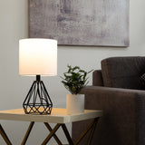 CO-Z Lighting 15" Desk Lamps w Drum Lampshades and Open Cage Metal Bases (Set of 2)