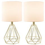 CO-Z Lighting 15" Desk Lamps w Drum Lampshades and Open Cage Metal Bases (Set of 2)