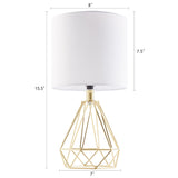 CO-Z Lighting 15" Desk Lamps w Drum Lampshades and Open Cage Metal Bases (Set of 2)