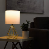 CO-Z Lighting 15" Desk Lamps w Drum Lampshades and Open Cage Metal Bases (Set of 2)