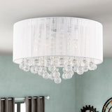 CO-Z 16-inch 4-Light Crystal Flush Mount Chandelier with White Drum Shade