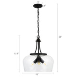 CO-Z 3-Light Matte Black Dome Pendant Light with Glass Shade