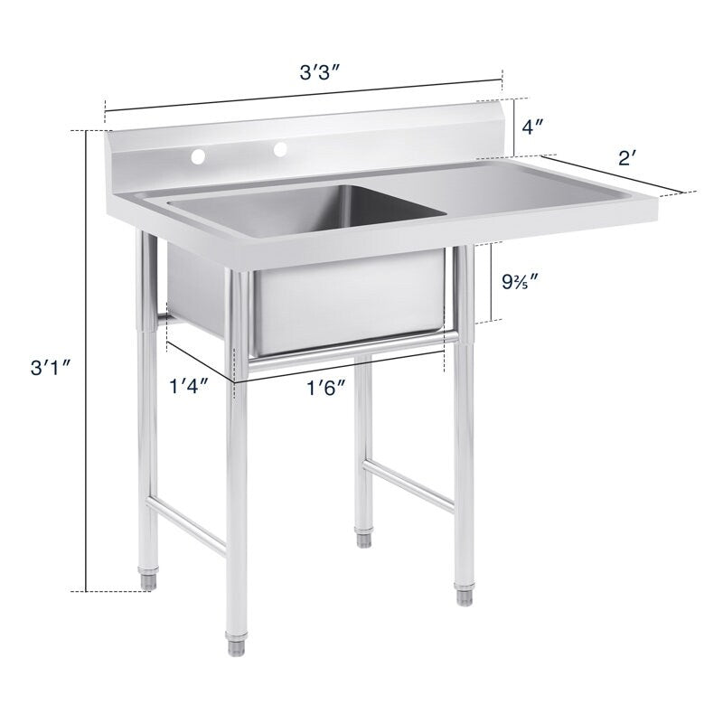 CO-Z Single-basin Utility Sink Free Standing Laundry Kitchen Sink