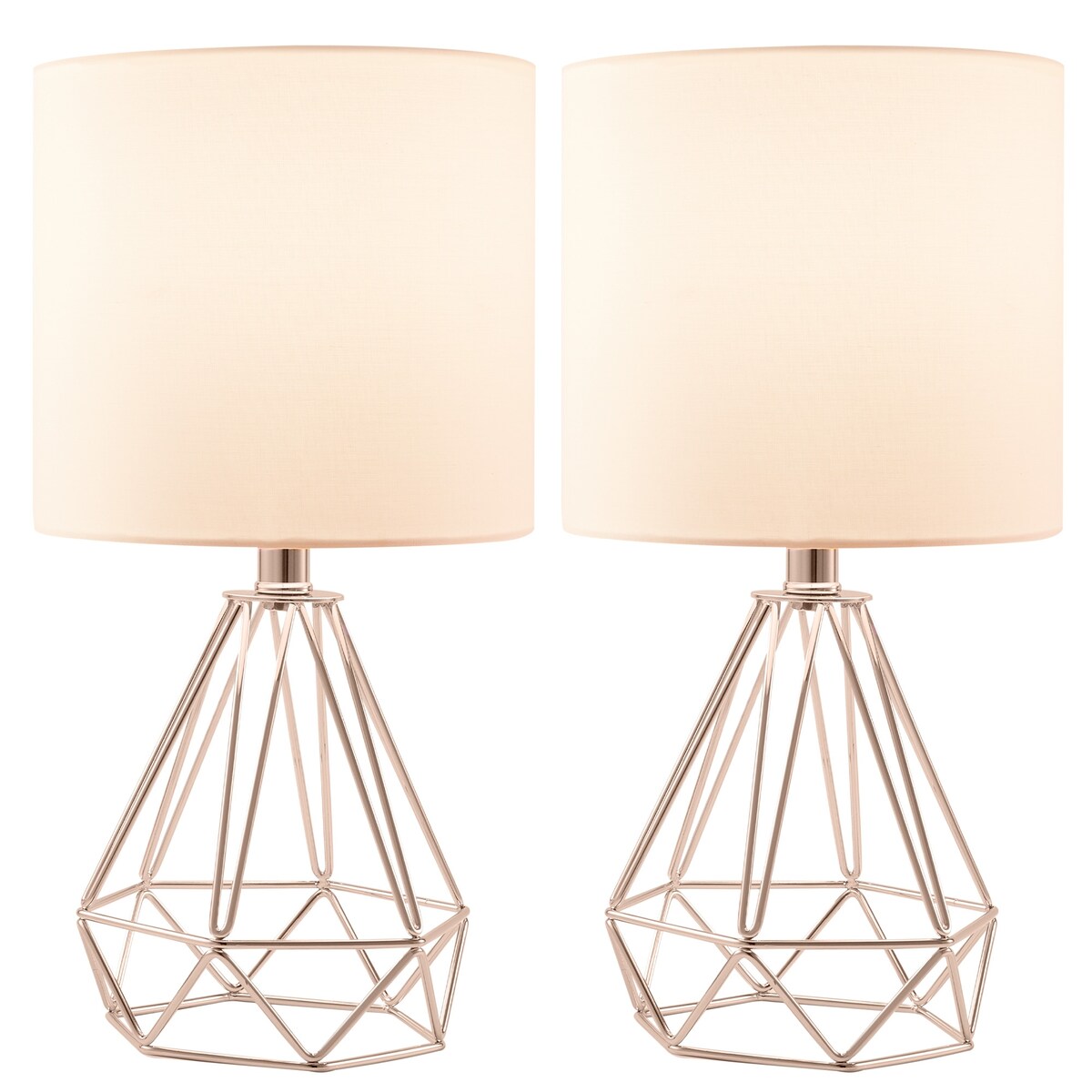 CO-Z Lighting 15" Desk Lamps w Drum Lampshades and Open Cage Metal Bases (Set of 2)
