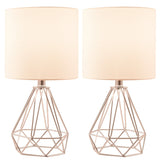 CO-Z Lighting 15" Desk Lamps w Drum Lampshades and Open Cage Metal Bases (Set of 2)
