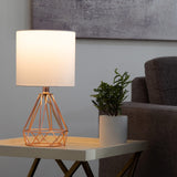CO-Z Lighting 15" Desk Lamps w Drum Lampshades and Open Cage Metal Bases (Set of 2)