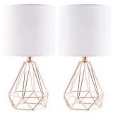 CO-Z Lighting 15" Desk Lamps w Drum Lampshades and Open Cage Metal Bases (Set of 2)