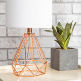 CO-Z Lighting 15" Desk Lamps w Drum Lampshades and Open Cage Metal Bases (Set of 2)