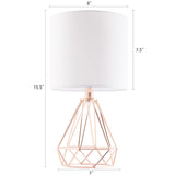 CO-Z Lighting 15" Desk Lamps w Drum Lampshades and Open Cage Metal Bases (Set of 2)