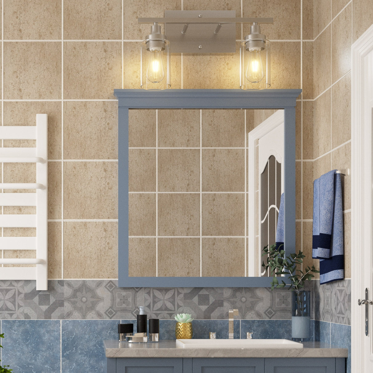 CO-Z Modern 2-Light Vanity Light Wall Sconce with Clear Glass Shades