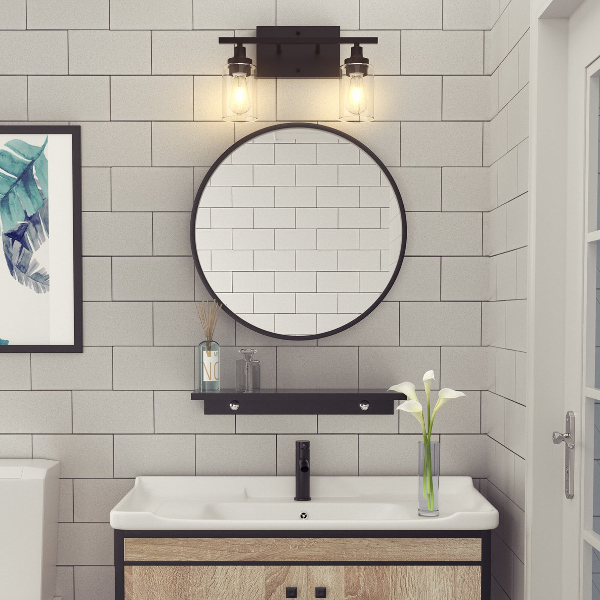 CO-Z Modern 2-Light Vanity Light Wall Sconce with Clear Glass Shades