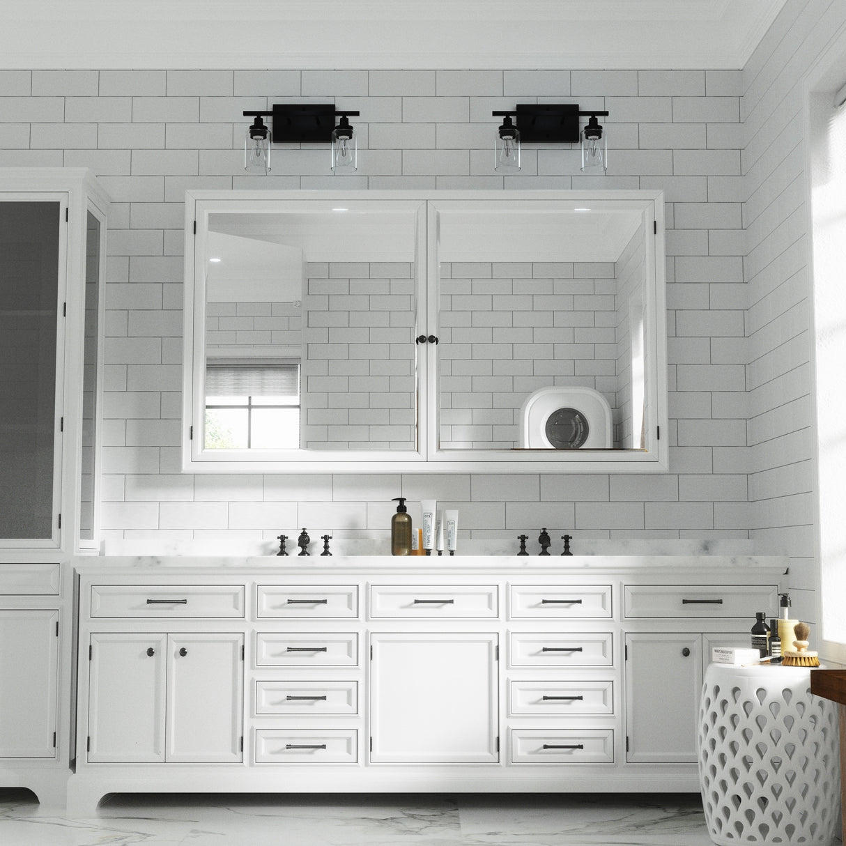 CO-Z Modern 2-Light Vanity Light Wall Sconce with Clear Glass Shades