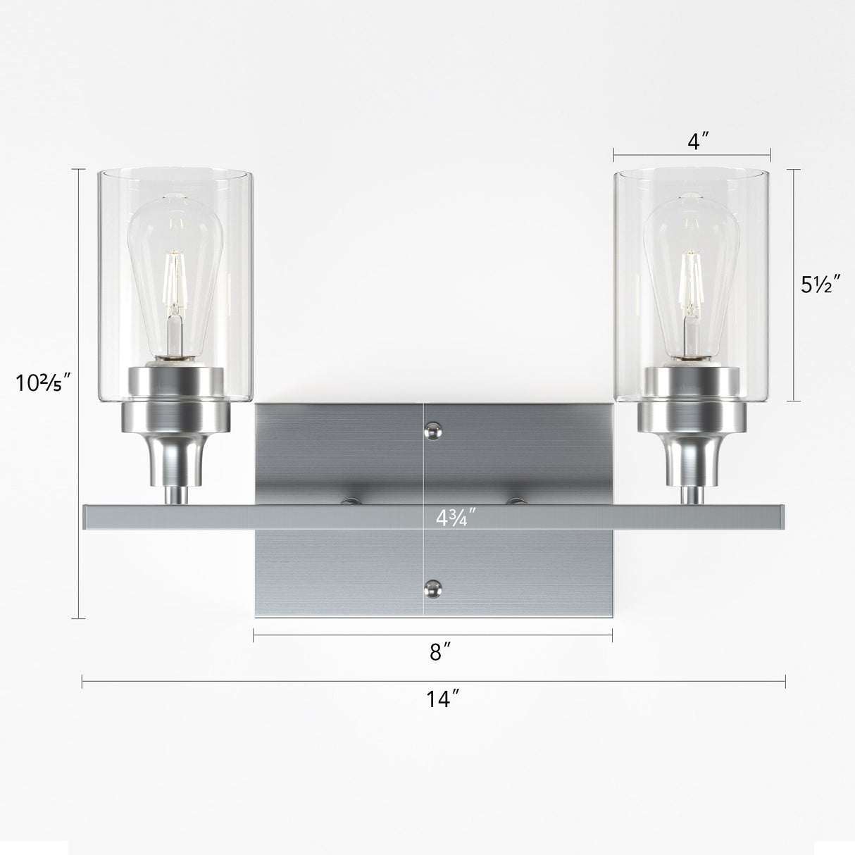 CO-Z Modern 2-Light Vanity Light Wall Sconce with Clear Glass Shades