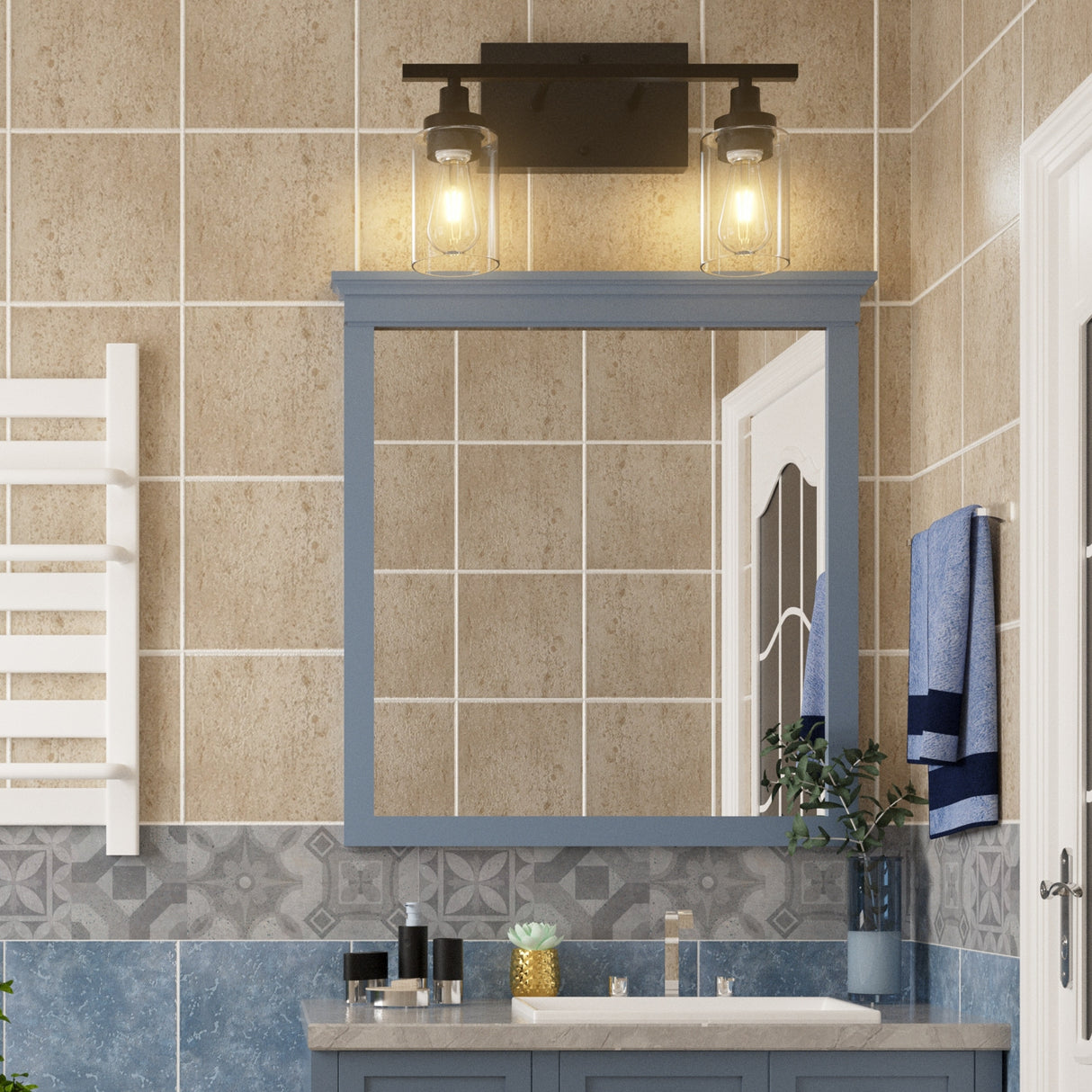 CO-Z Modern 2-Light Vanity Light Wall Sconce with Clear Glass Shades