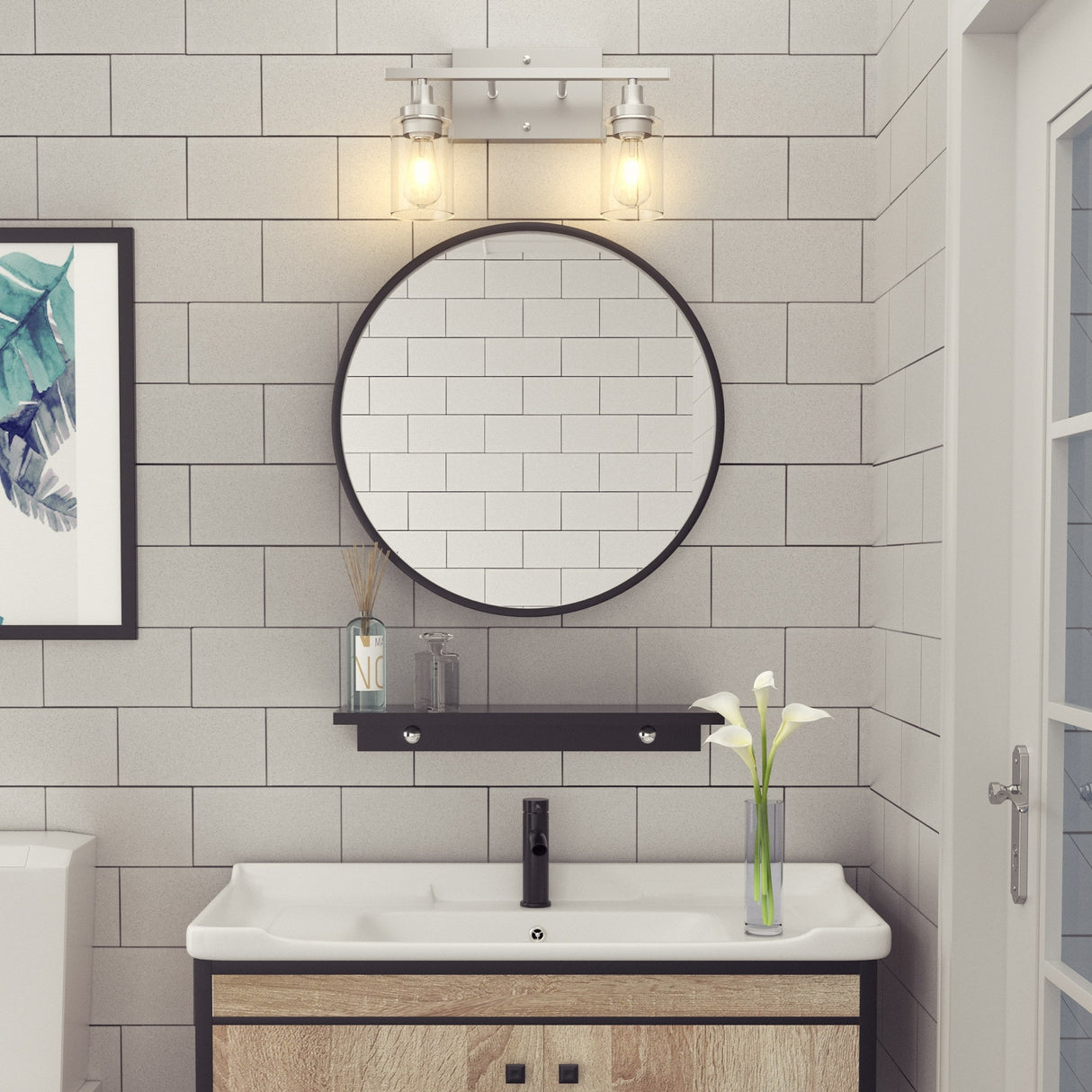 CO-Z Modern 2-Light Vanity Light Wall Sconce with Clear Glass Shades