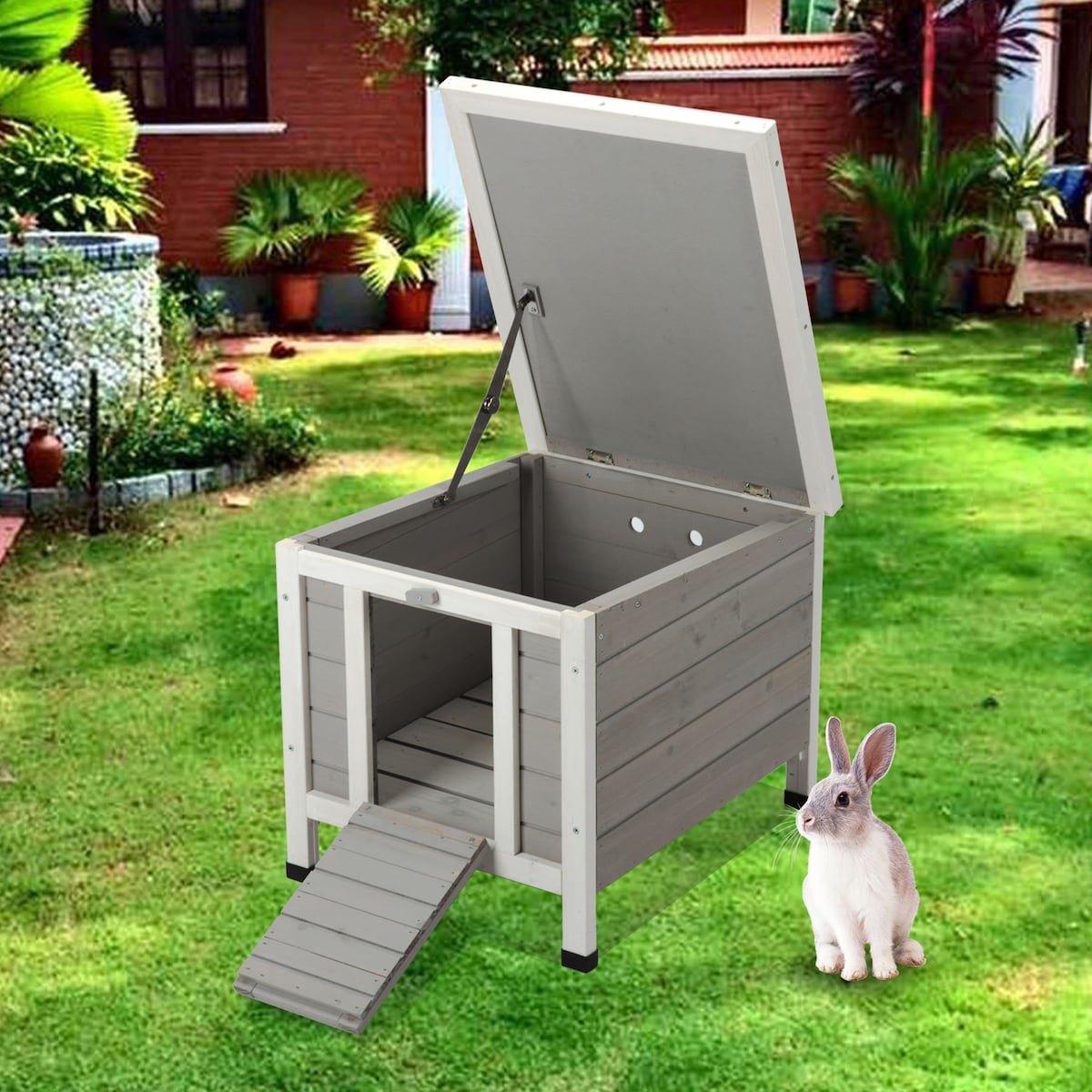 CO-Z Weatherproof Indoor Outdoor Wooden Bunny Hutch Pet House for Rabbits Cats Guinea Pigs