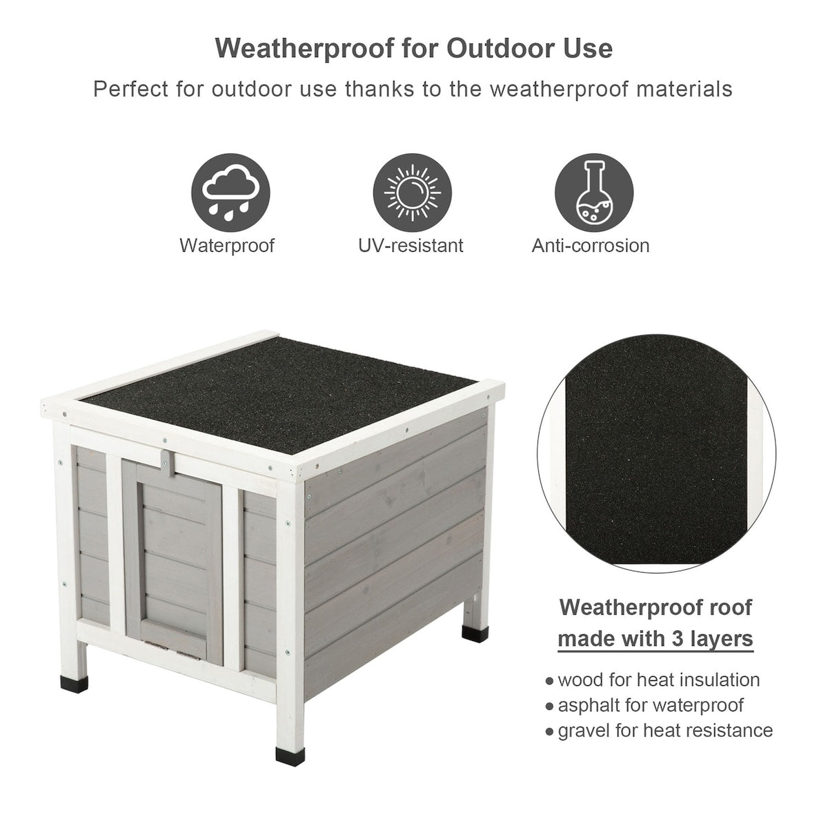 CO-Z Weatherproof Indoor Outdoor Wooden Bunny Hutch Pet House for Rabbits Cats Guinea Pigs
