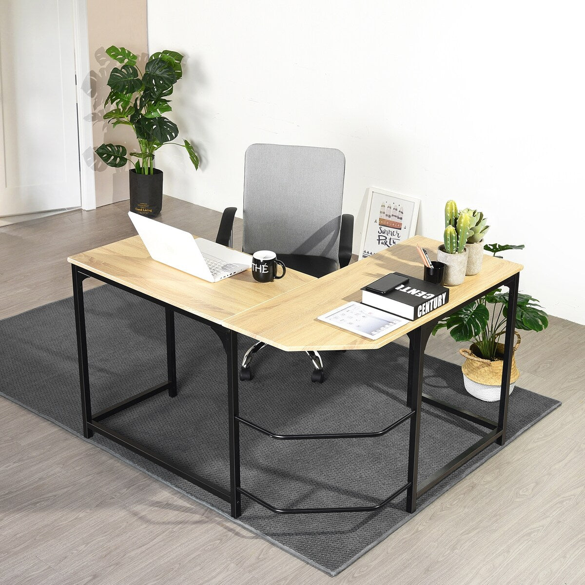 CORWITH OAK A WF L-Shaped Desk
