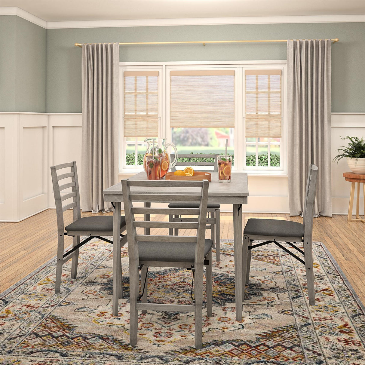 COSCO Grey Woodgrain Wood Folding Dining Table