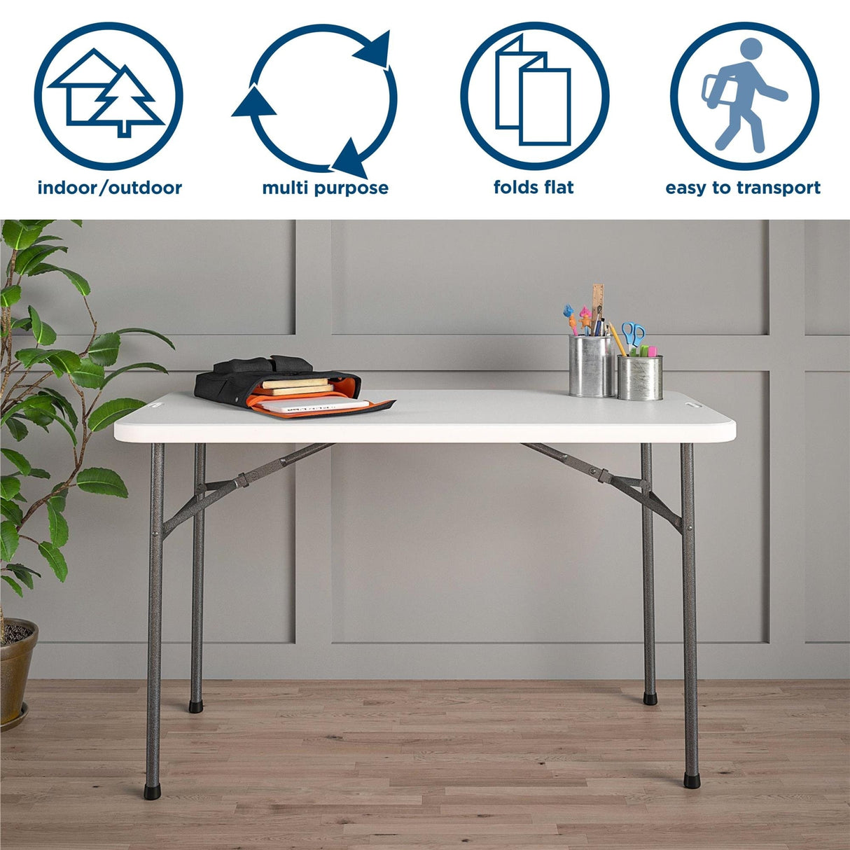 COSCO Indoor/Outdoor 4 ft. Straight Folding Utility Table