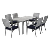 COSCO Outdoor Living 7-piece Blue Veil Brushed Aluminum Patio Furniture Dining Set with Cushions