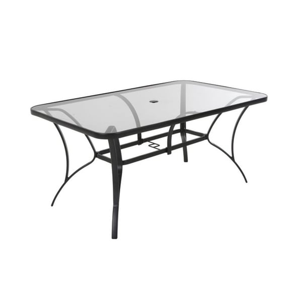 COSCO Outdoor Living Steel Patio Dining Table with Tempered Glass Table Top - N/A