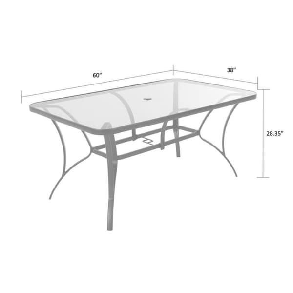 COSCO Outdoor Living Steel Patio Dining Table with Tempered Glass Table Top - N/A