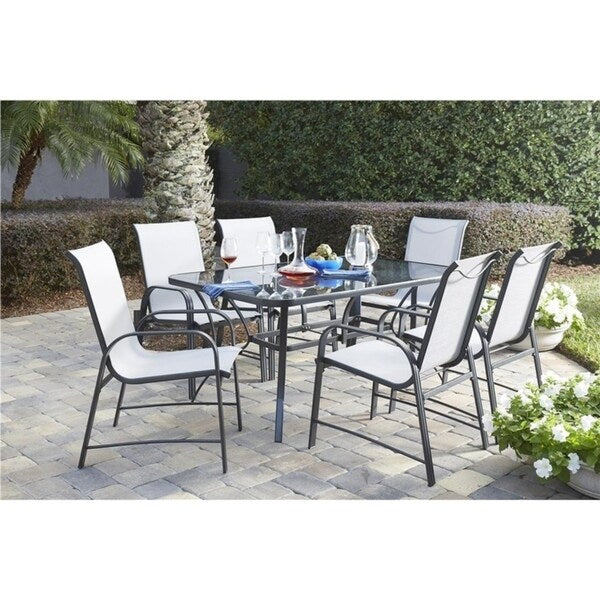 COSCO Outdoor Living Steel Patio Dining Table with Tempered Glass Table Top - N/A