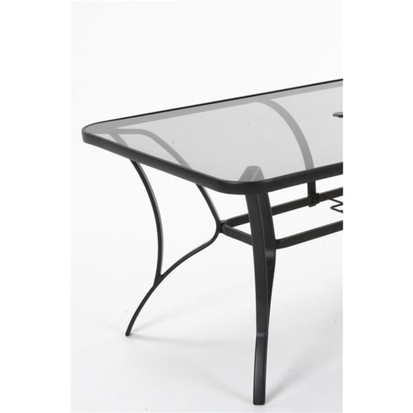 COSCO Outdoor Living Steel Patio Dining Table with Tempered Glass Table Top - N/A