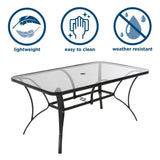 COSCO Outdoor Living Steel Patio Dining Table with Tempered Glass Table Top - N/A