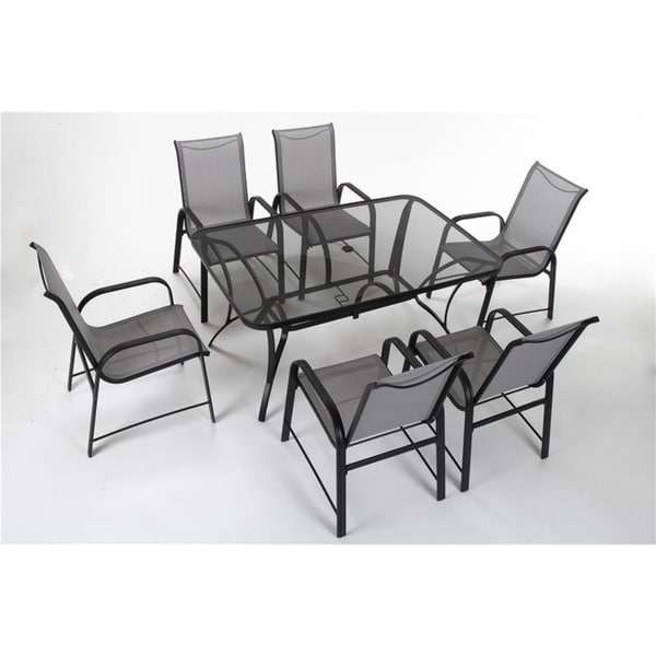 COSCO Outdoor Living Steel Patio Dining Table with Tempered Glass Table Top - N/A