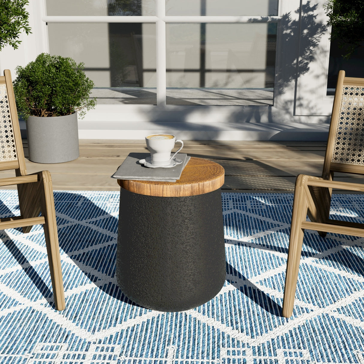 COSIEST Faux-Wood Top Side Table