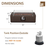COSIEST Outdoor Rectangle Propane Fire Pit with Wind Guard, 50000BTU