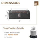 COSIEST Outdoor Rectangle Propane Fire Pit with Wind Guard, 50000BTU