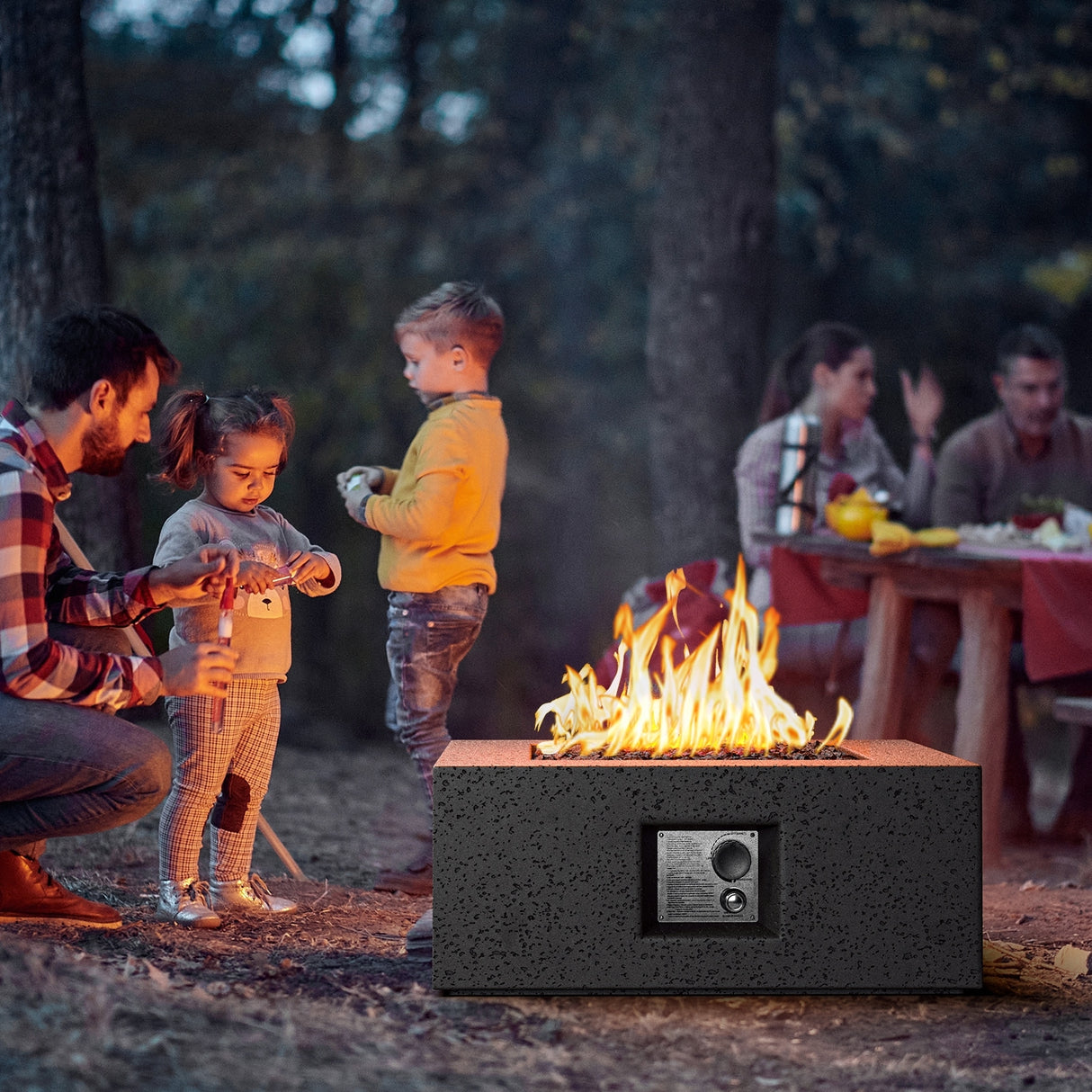 COSIEST Outdoor Square Propane Fire Pit Table, 40000BTU
