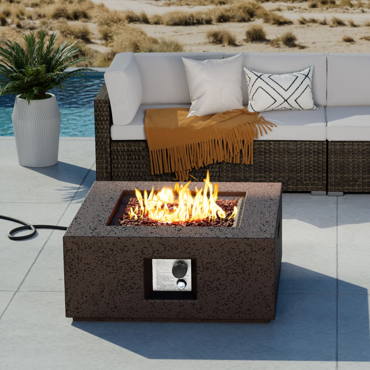 COSIEST Outdoor Square Propane Fire Pit Table, 40000BTU