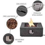 COSIEST Outdoor Square Propane Fire Pit Table, 40000BTU